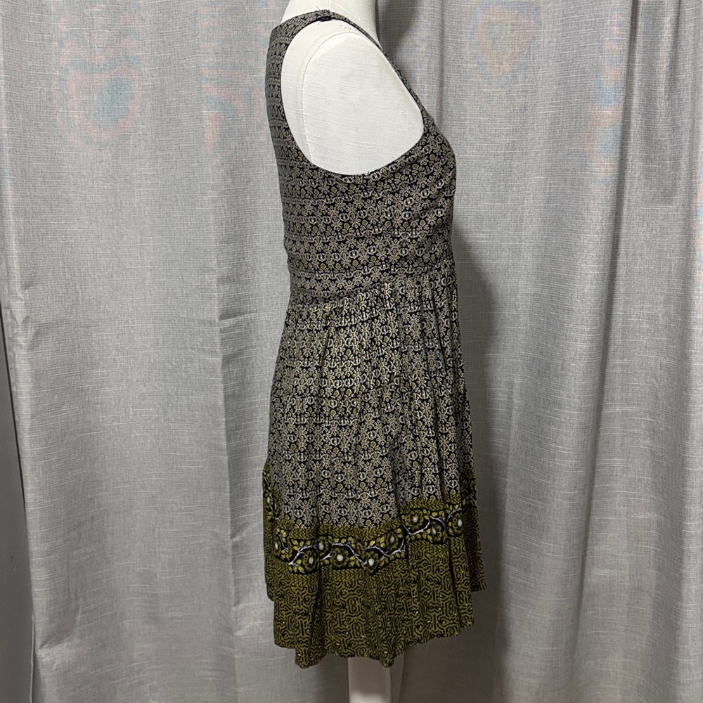 Sincerely Jules Rayon Swing Style Skater Dress-Sz M-Navy/White/Olive-V Neck - Picture 9 of 15